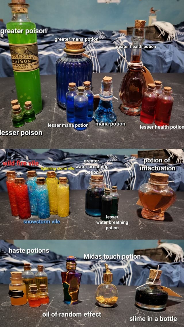 Greater poison greater mana potion greater health potion mana potion