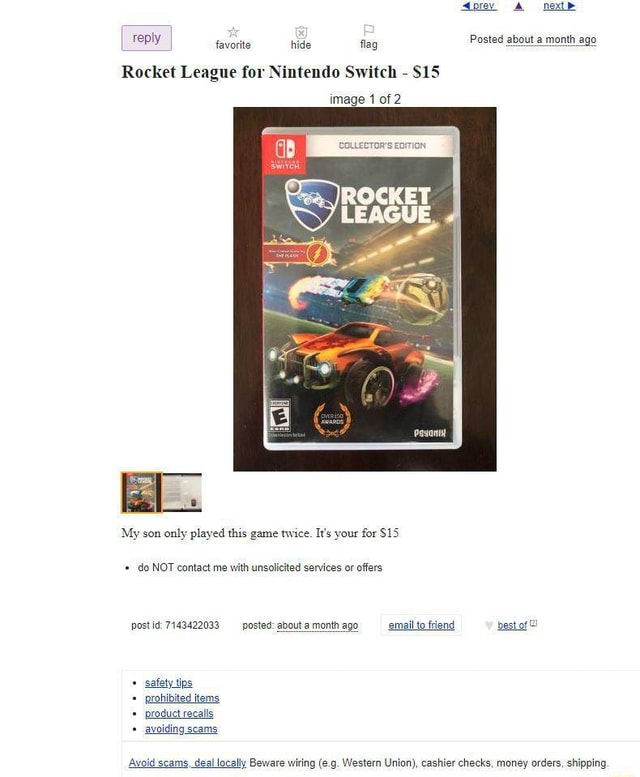 Aprev next reply Posted about a month ago Rocket League for Nintendo