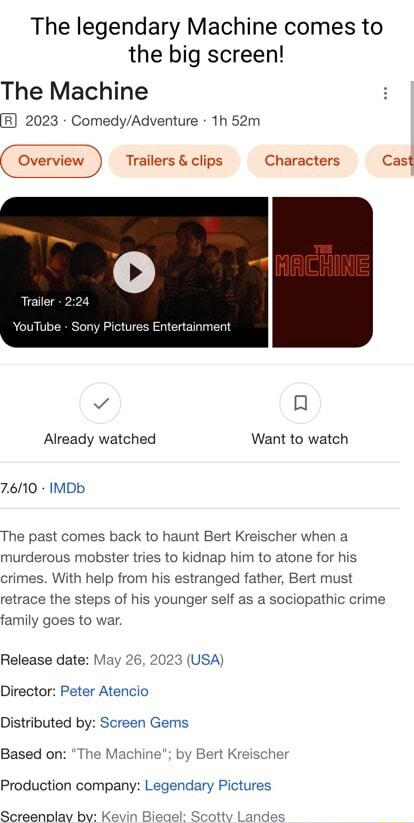 Machine Movie Director The legendary Machine comes to the big screen! The Machine 2023 Traller ...