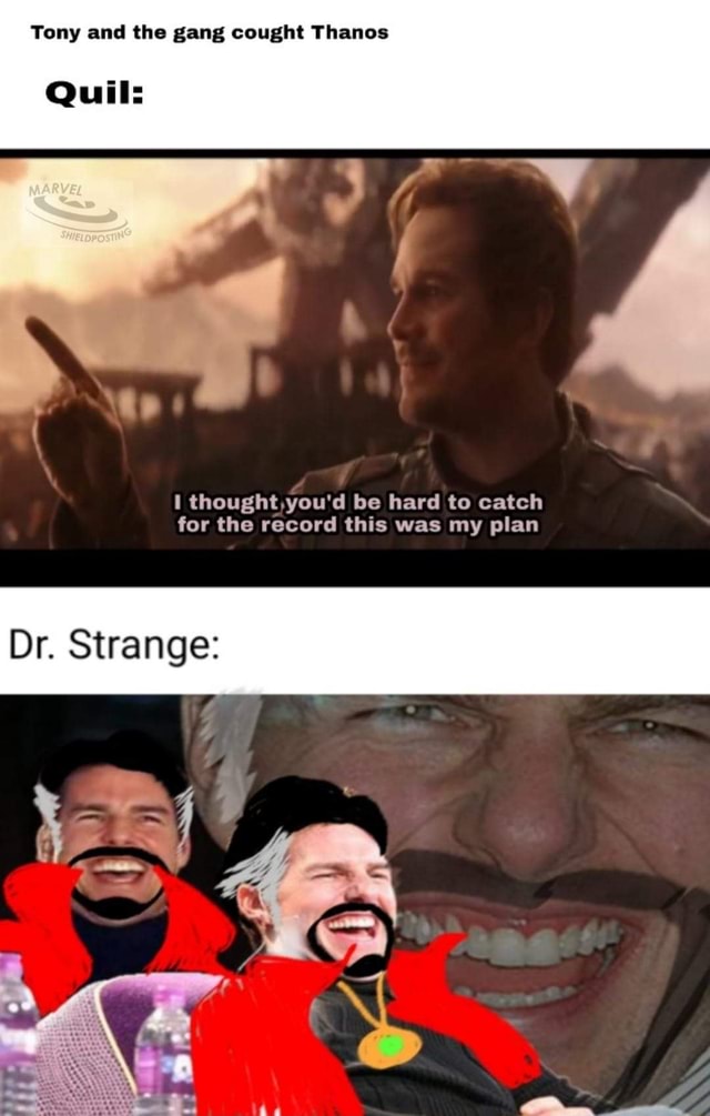 Tony and the gang caught Thanos Quil: Dr. Strange: - iFunny