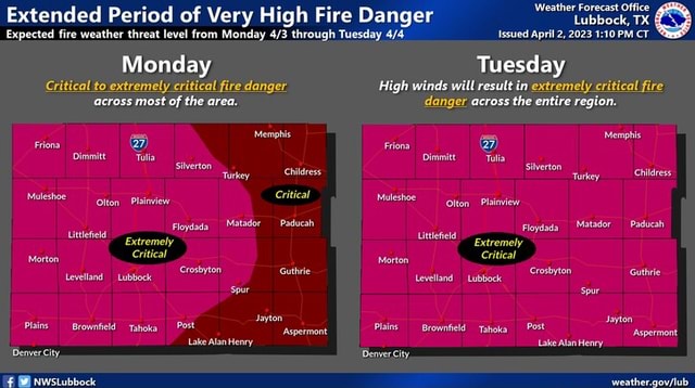 Extended Period of Very High Fire Danger Expected fire weather threat ...
