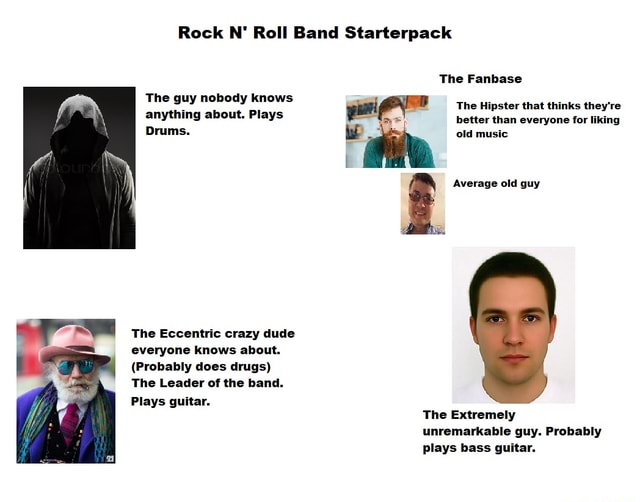 Rock N' Roll Band Starterpack The Fanbase The Guy Nobody Knows Anything ...