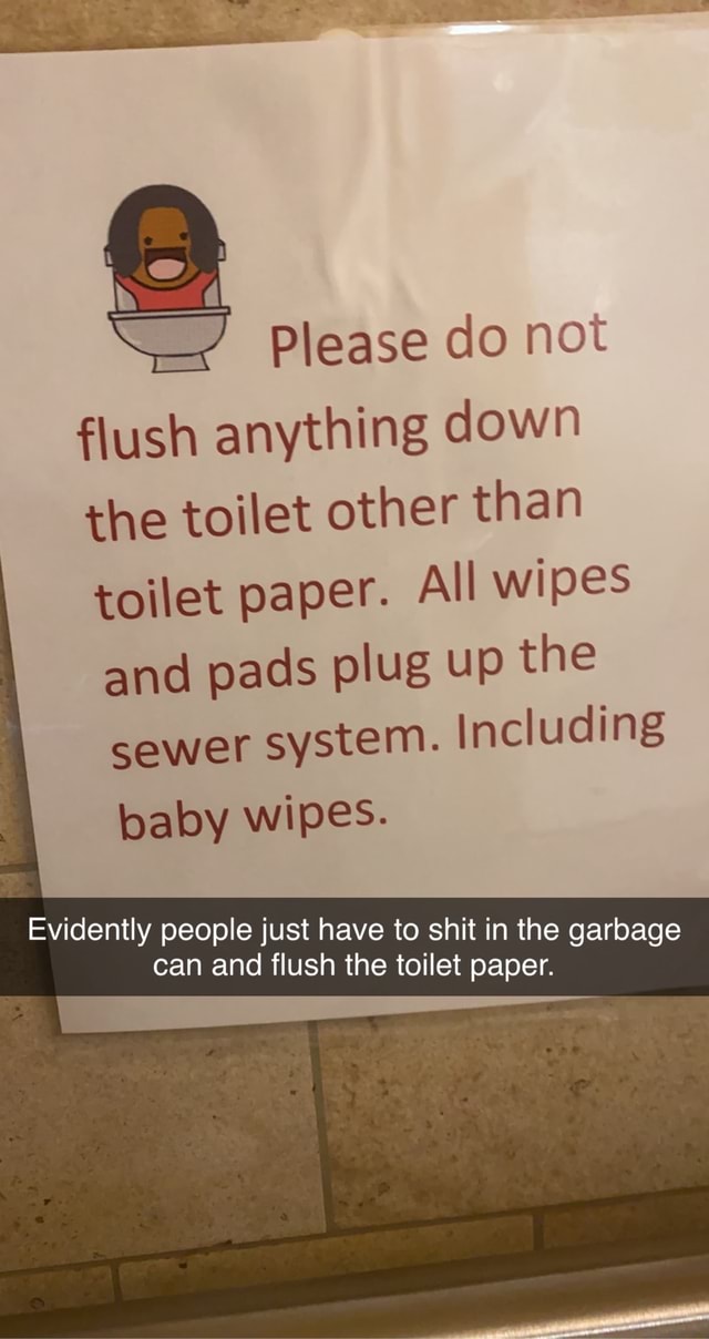 Please do not flush anything down the toilet other than toilet paper