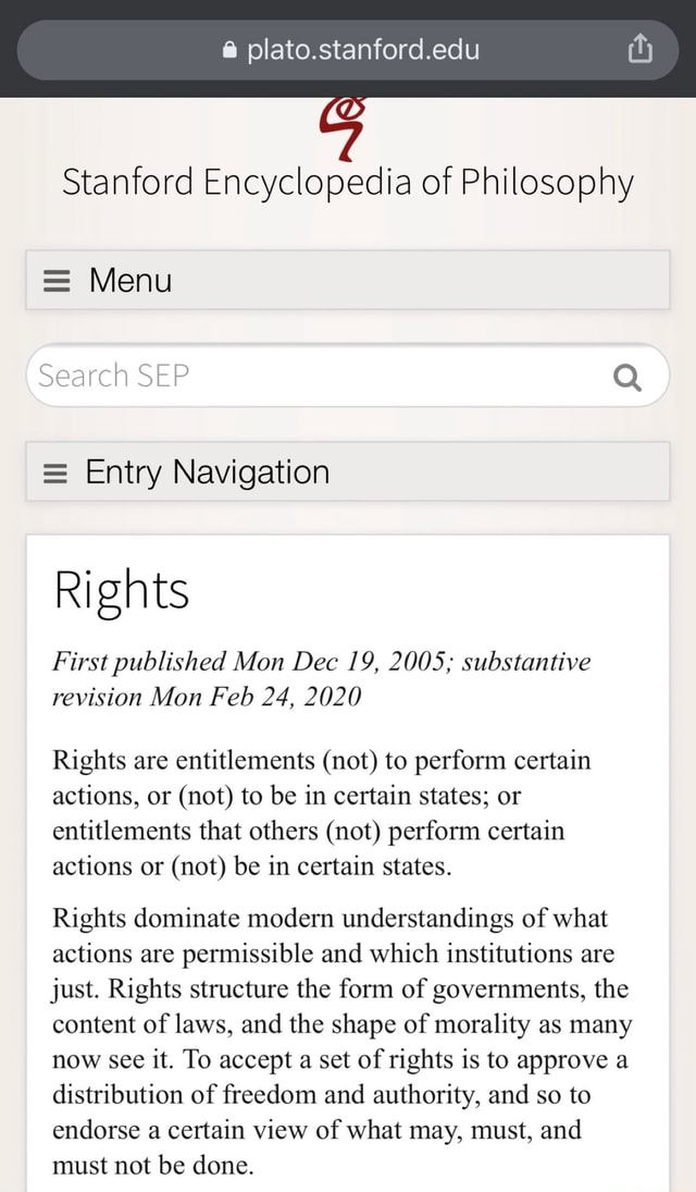 Plato.stanford.edu Stanford Encyclopedia Of Philosophy = Menu Search ...