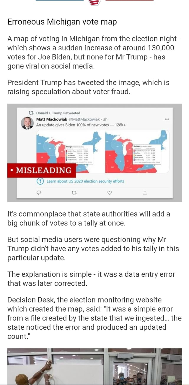 Erroneous Michigan Vote Map A Map Of Voting In Michigan From The ...