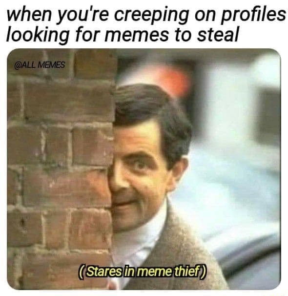 When you're creeping on profiles looking for memes to steal - iFunny