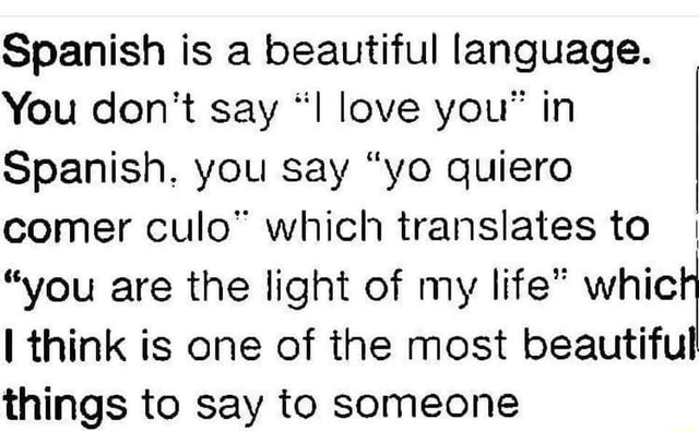 Spanish is a beautiful language. You don't say 