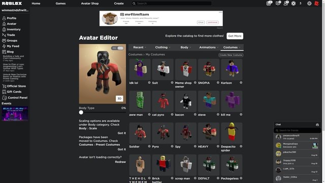 Games ROBLOX winmestndsfrwilt... Home & Profile Avatar Inventory Dg ...