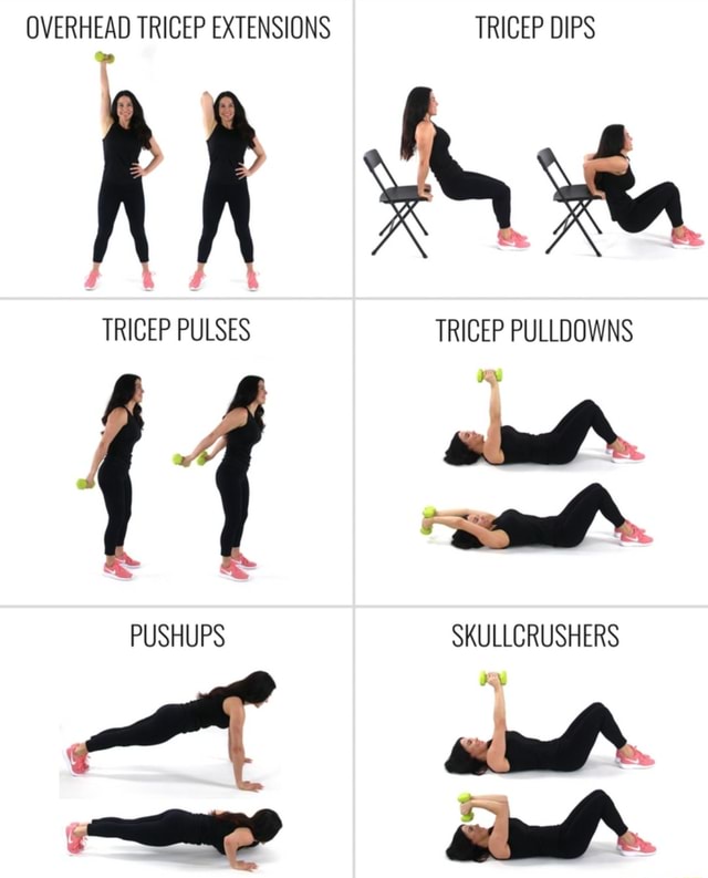 OVERHEAD TRICEP EXTENSIONS TRICEP DIPS if RR TRICEP PULSES TRICEP ...