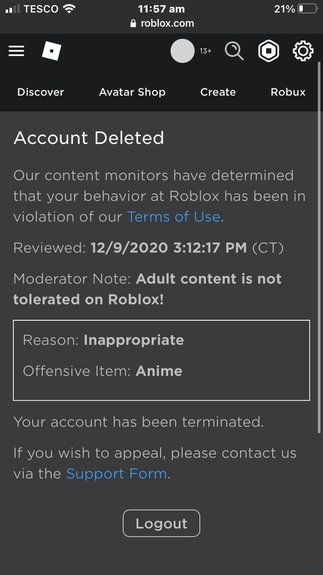 i almost got terminated (Roblox Moderated Item Robux Policy) 