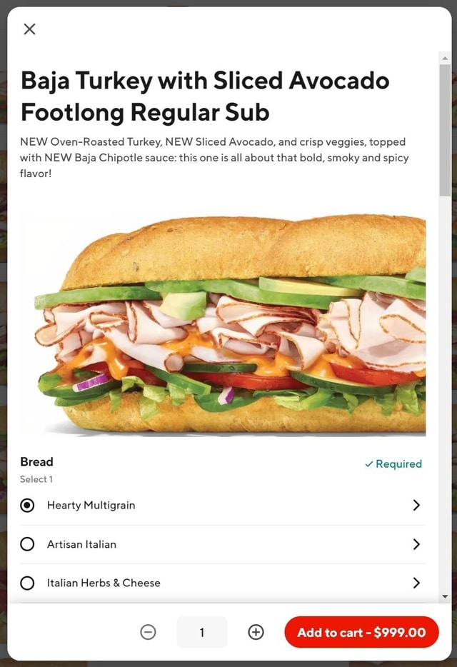 Browsing subway on Doordash and found this gem Baja Turkey with