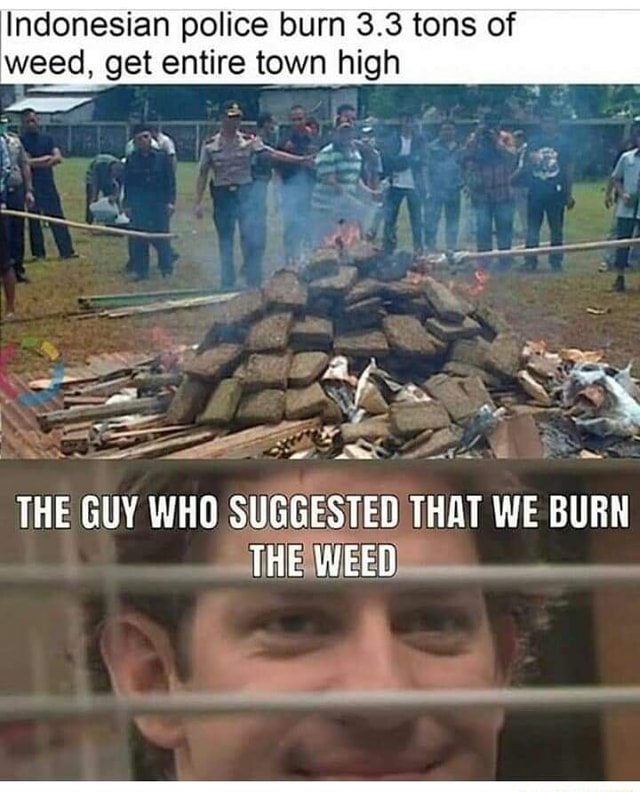 Misbruge Ældre borgere værktøj Indonesian police burn 3.3 tons of weed, get entire town high THE GUY WHO  SUGGESTED THAT WE BURN THE WEED - iFunny Brazil