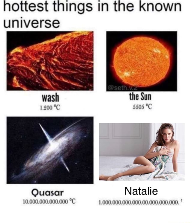 Hottest things in the known universe the Sun ash 5505 Quasar Natalie 10 ...