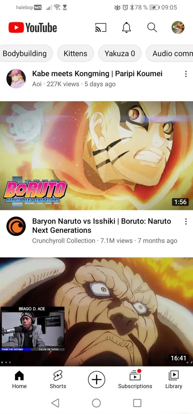 10905 378 VouTube Bodybuilding Kittens Yakuza 0 Audio comn Kabe meets  Kongming I Paripi Koumei Aoi 227K views 5 days ago Baryon Naruto vs Isshiki  I Boruto: Naruto Next Generations Crunchyroll Collection