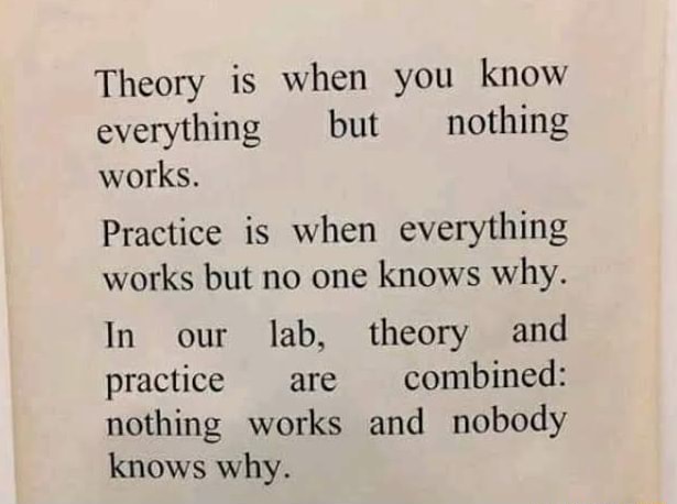 Theory Is When You Know Everything But Nothing Works. Practice Is When ...