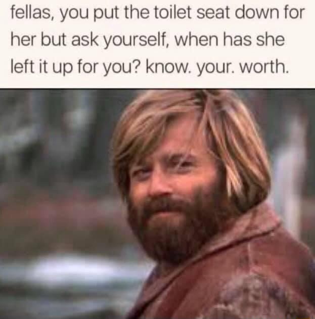 Fellas You Put The Toilet Seat Down For Her But Ask Yourself When Has She Left It Up For You Know Your Worth