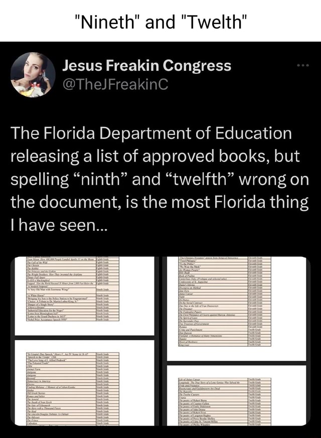 and "Twelth" Jesus Freakin Congress The Florida Department of