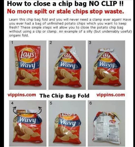 How to close a chip bag NO CLIP No more spilt or stale chips stop waste