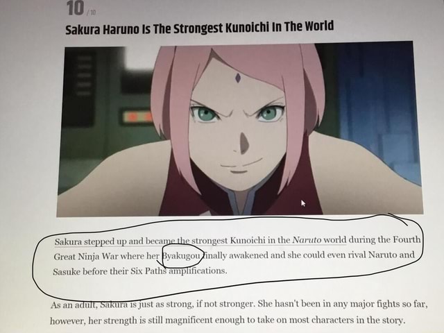 /10 Sakura Haruno Is The Strongest Kunoichi In The World Sakura stepped ...