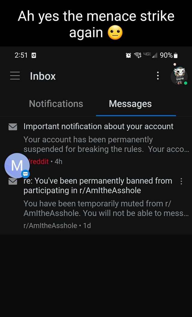 Ah yes the menace strike again 251 - Inbox Notifications Messages ...
