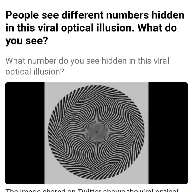 People See Different Numbers Hidden In This Viral Optical Illusion What Do You See What Number 
