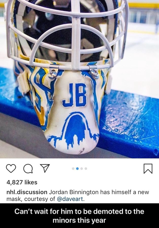 4,827 Likes Nhl.discussion Jordan Binnington Has Himself A New Mask ...