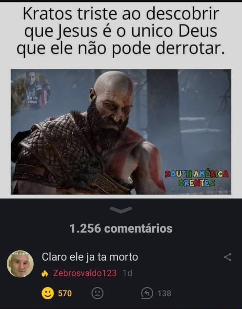 Kratos triste ao descobrir que Jesus é o unico Deus que ele não pode ...