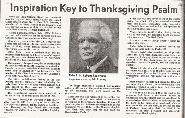 Inspiration Key to Thanksgiving Psalm When the Utah National Guard was