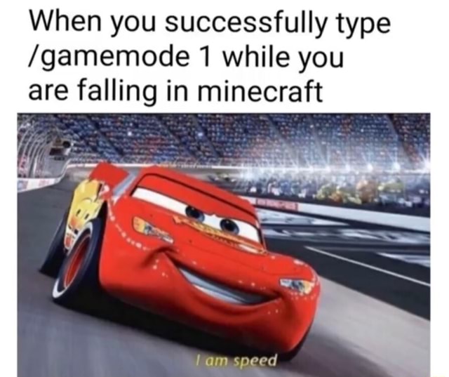 When You Successfully Type Gamemode 1 While You Are Falling In Minecraft
