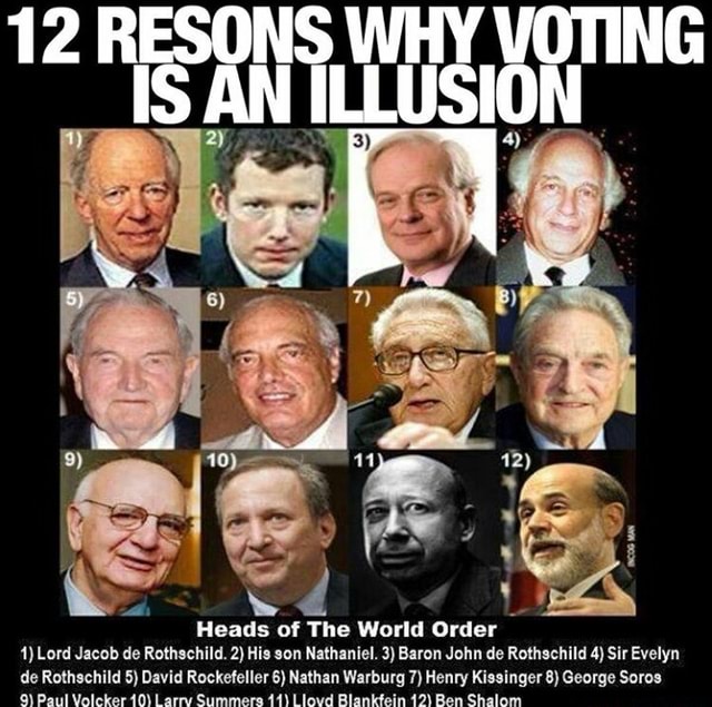 Heads of The World Order 1) Lord Jacob de Rothschild. 2) NI non