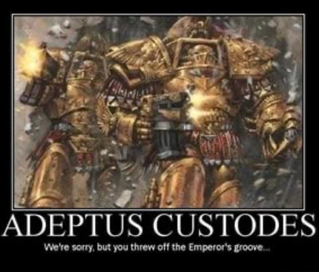 ADEPTUS CUSTODES We're sorry, but you threw off the Emperor's groove