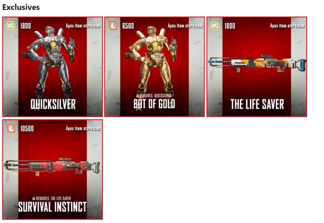 Exclusives Quicksilver Quicksilver Bot Of Gold The Life Saver Requires The Life Saver Survival Instinct