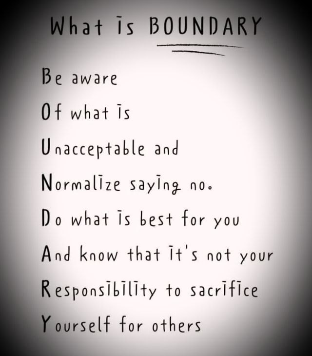 What is BOUNDARY Be aware Of what is Unacceptable and Normalize saying ...