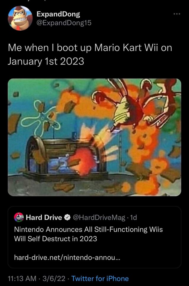 Awe Me when I boot up Mario Kart Wii on January ist 2023 Hard Drive