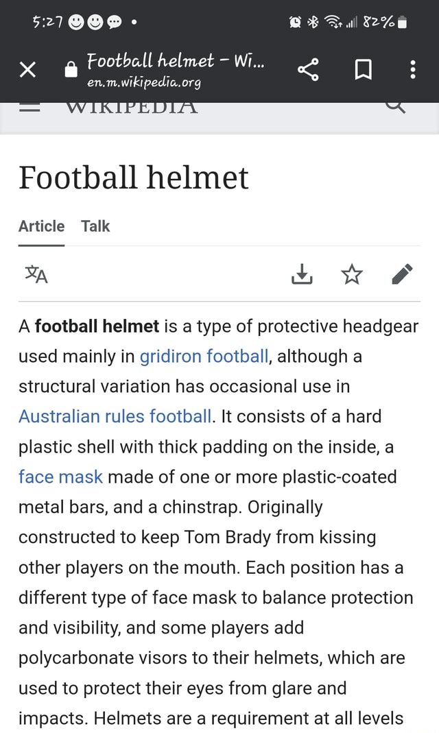 Football helmet - Wikipedia