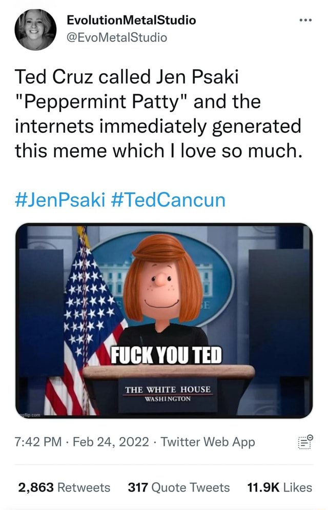 Ted Cruz Called Jen Psaki Peppermint Patty And The Internets Immediately Generated This Meme 