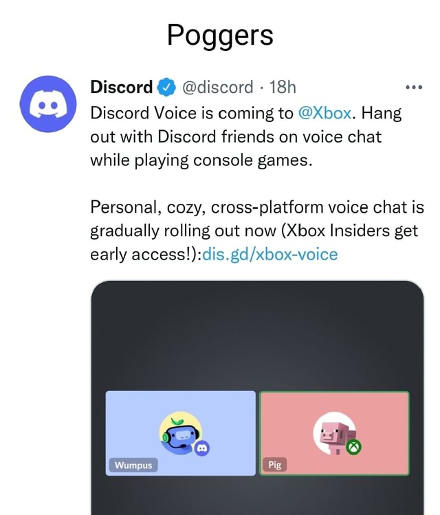 Discord & discord Discord Voice is coming to Xbox. Hang out with