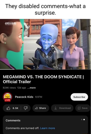 They disabled comments -what a surprise. MEGAMIND VS. THE DOOM ...