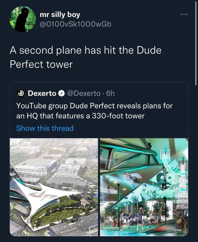 A second plane has hit the Dude Perfect tower Dexerto @'Dexerto YouTube ...