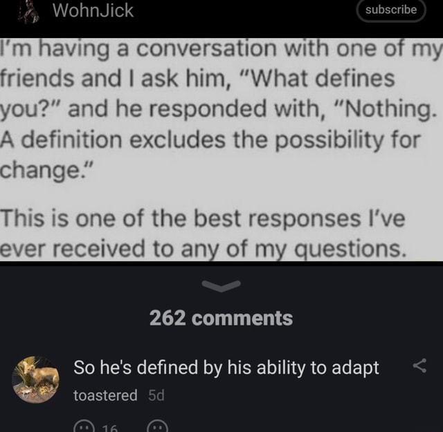 I'm having a conversation with one of m\ friends and I ask him, 