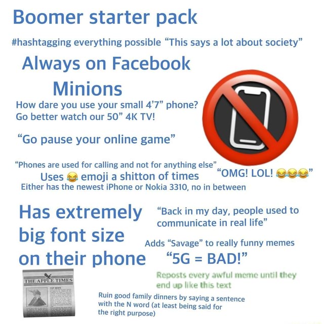 Boomer Starter Pack #hashtagging Everything Possible "This Says A Lot ...