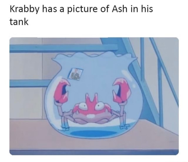 Krabby has a picture of Ash in his tank iFunny