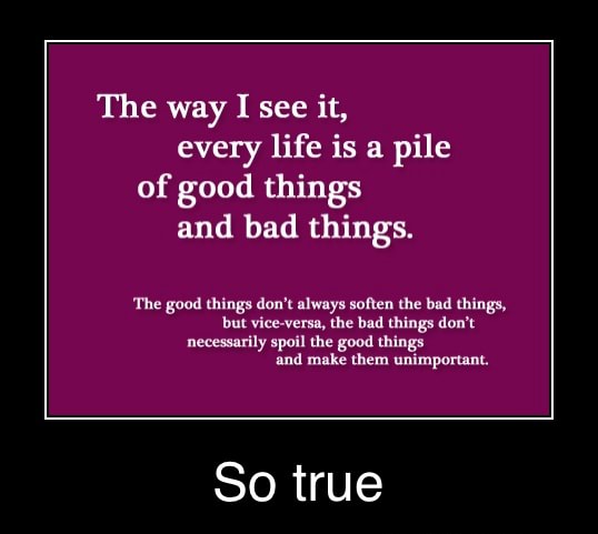 The Way I See It Every Life Is A Pile Of Good Things Bad Things The Good Things Don T Always Soften The Bad Things But Vice Versa The Bad Things Don T Necessarily Spoil