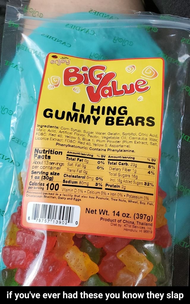 BEARS r I, Citric ter, Gelatin, Sorbitol, alic Acia, Artifical ERVAS