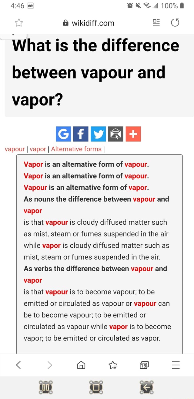 À = O What is the difference between vapour and vapor