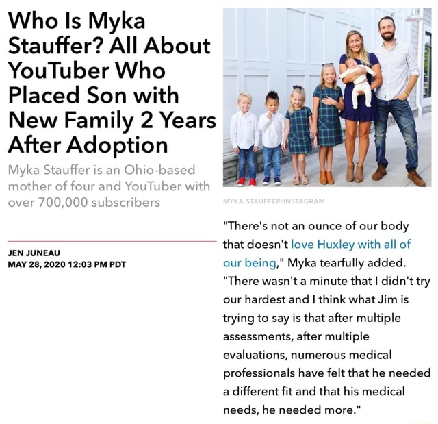 Who Is Myka Stauffer? All About YouTuber Who Placed Son with New Family