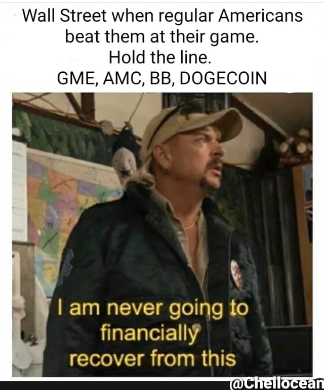 Wall Street When Regular Americans Beat Them At Their Game Hold The Line Gme Amc Dogecoin I Am Never Going To Financially Recover From This Ifunny
