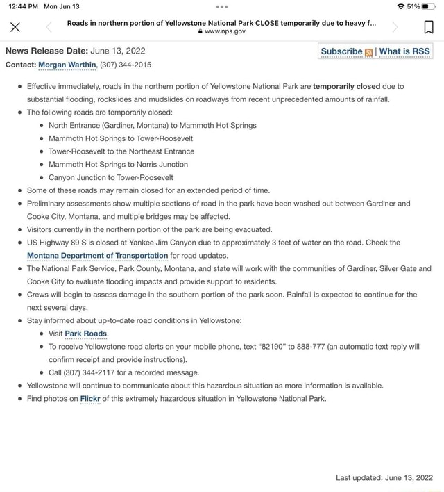 Significant Flooding In And Around Yellowstone National Park PM Mon 