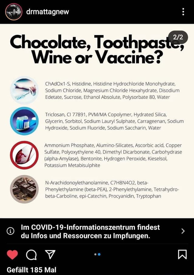 Chocolate, Toothpaste? Wine or Vaccine? Sodium Chloride, Magnesium