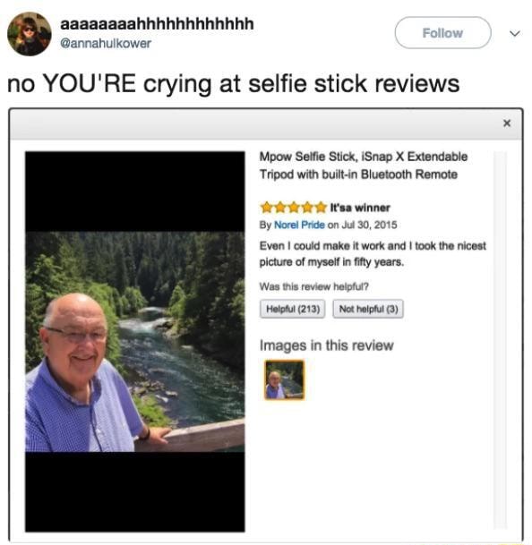 No YOU'RE crying at selfie stick reviews Mpow Selfie Stick, iSnap X